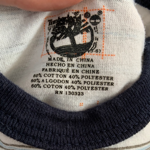 😊FREE😊 Timberland Navy and White Striped Baby Bodysuit size 3-6m - Picture 5 of 5